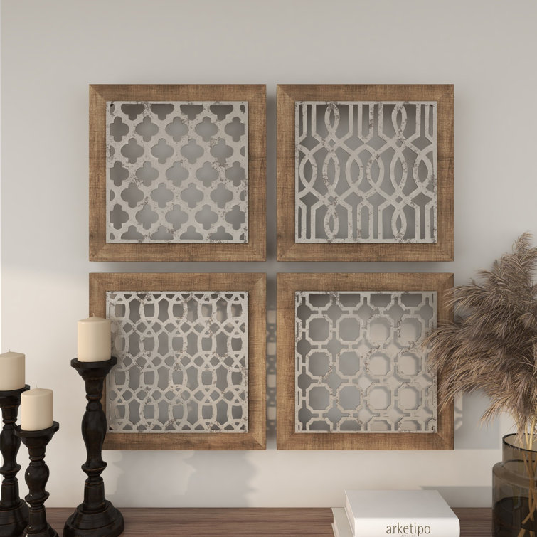 Ophelia & Co. Traditional Wood and Metal Geometric Wall Decor Set